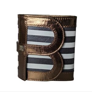 Henri Bendel bronze striped mini wallet